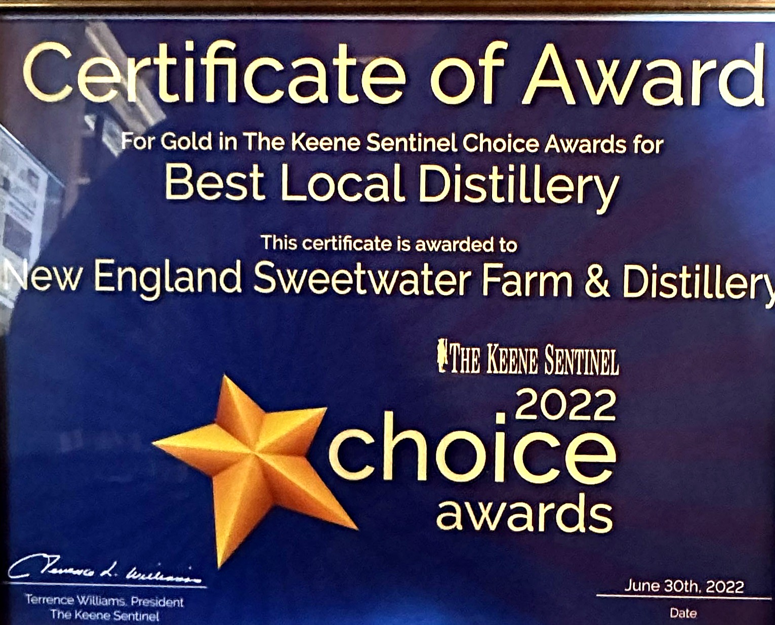 Keene Sentinel Best Local Distillery 2022