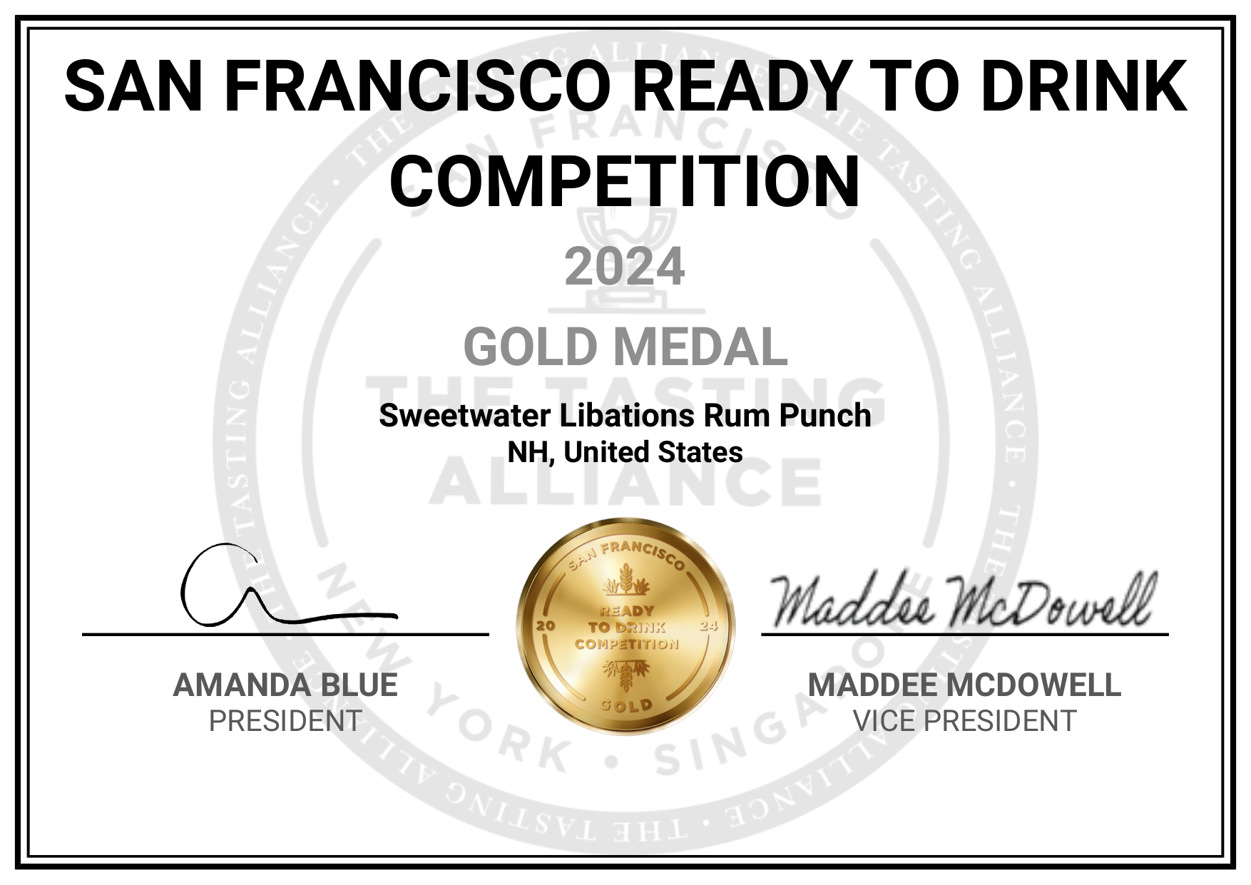 Sweetwater Libations Rum Punch — SF RTD 2024 Gold Medal